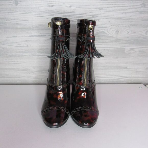 Tory Burch Tortoise Shell Huxley Leather Booties - Picture 3 of 8